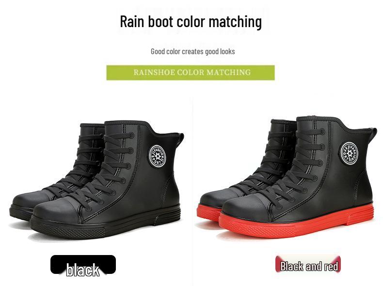 Korean Style Men's Waterproof Non-slip Rain Boots - Short, Thickened Casual Footwear