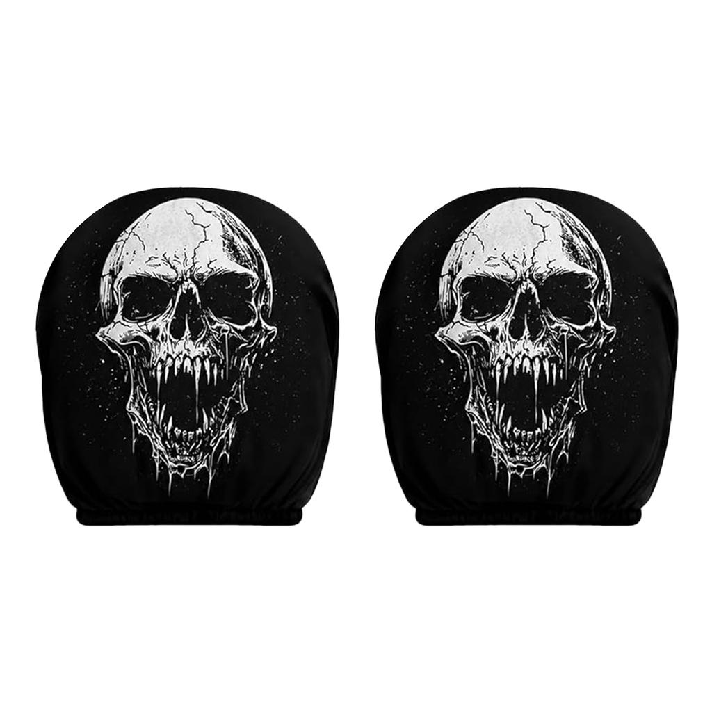 2 Stück Halloween Auto Kopfstützenbezug Dehnbar Waschbar Gruseliges Gesicht Kopfstützenbezug Atmungsaktiv für Fahrzeuginnenraum Zubehör