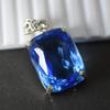 Natural London Topaz Blue Pendant Cushion 73 Gems 925 Sterling Silver CERTIFIED my-415-k