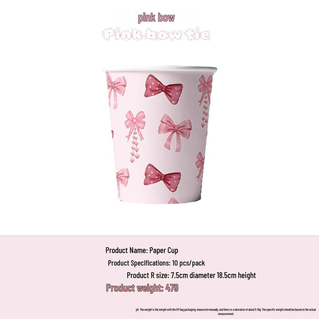 Pink Ballet Bow Children's Birthday Party Disposable Tableware Set