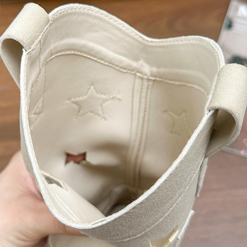 Western Cowboy Boots Women's Autumn New Hollow Thick Heel Retro Wind Matte Embroidered Medium Tube Breathable Boots