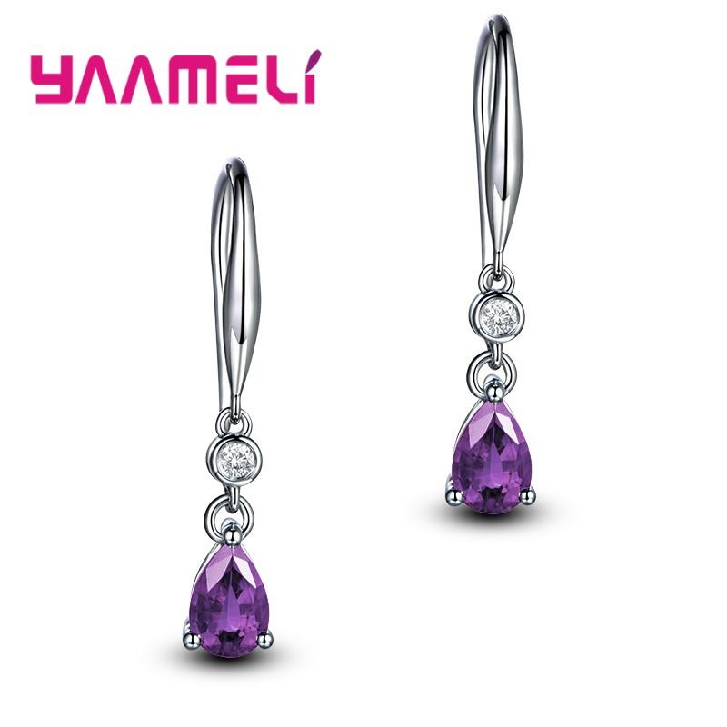 

Long 925 Sterling Silver Drop Earrings For Women CZ Zircon Bijoux Femme Silver 925 Fine Jewelry Oorbellen Earring