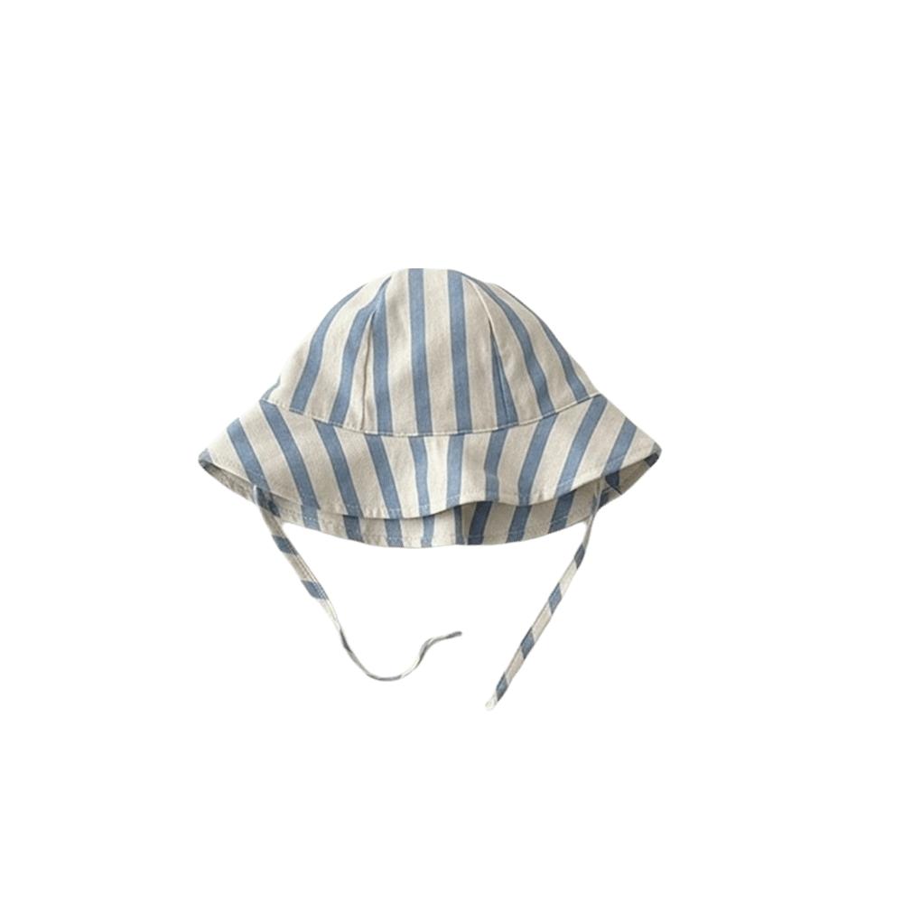 

Striped UV Protection Fisherman Cap Wide Brim Kids Sunhat Vintage Style Baby Bucket Hat Summer Blue Coarse Stripes
