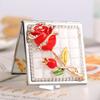 Makeup Mirror Metal Square Mirror Rose Bowknot Portable Mirror Crystal Cute Pocket Mirror Women