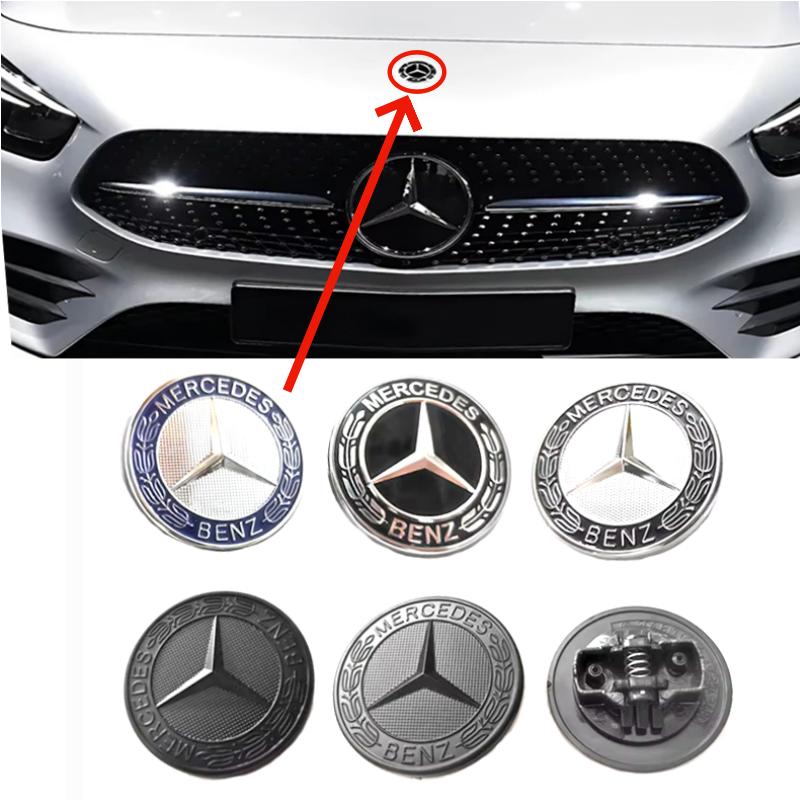 1 Stück/Los 57mm ABS PVC Auto Frontklappen Emblem Abzeichen Motorhaube Auto Zubehör Für Benz W204 W205 W212 W213 W221 W177 W246 GLA GLC CLA