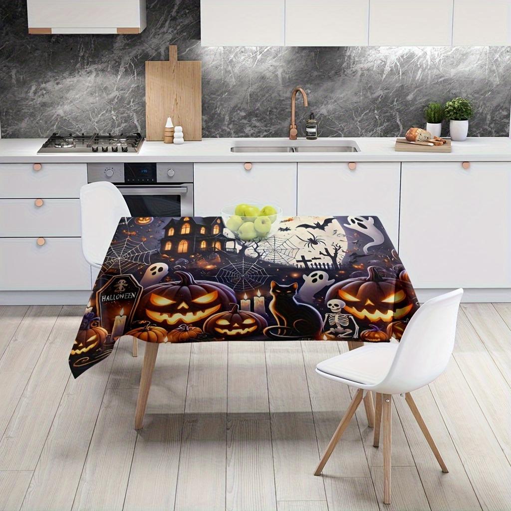 Halloween Ghosts Rectangle Tablecloth for Tables Decor Holiday Party Reusable Party Picnic Table Cloth Halloween Decorations