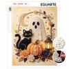 Halloween Pearl Painting Kit Ghost Black Cat Pumpkin Floral Handmade DIY Home Decoration Painting