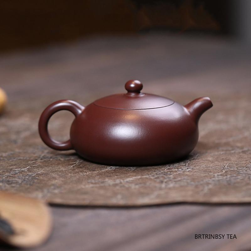 150ml Handmade Chinese Yixing Zisha Teapot Flat Shape Purple Clay Tea Pot Beauty Tea Infuser Kettle Household Zisha Tea Set