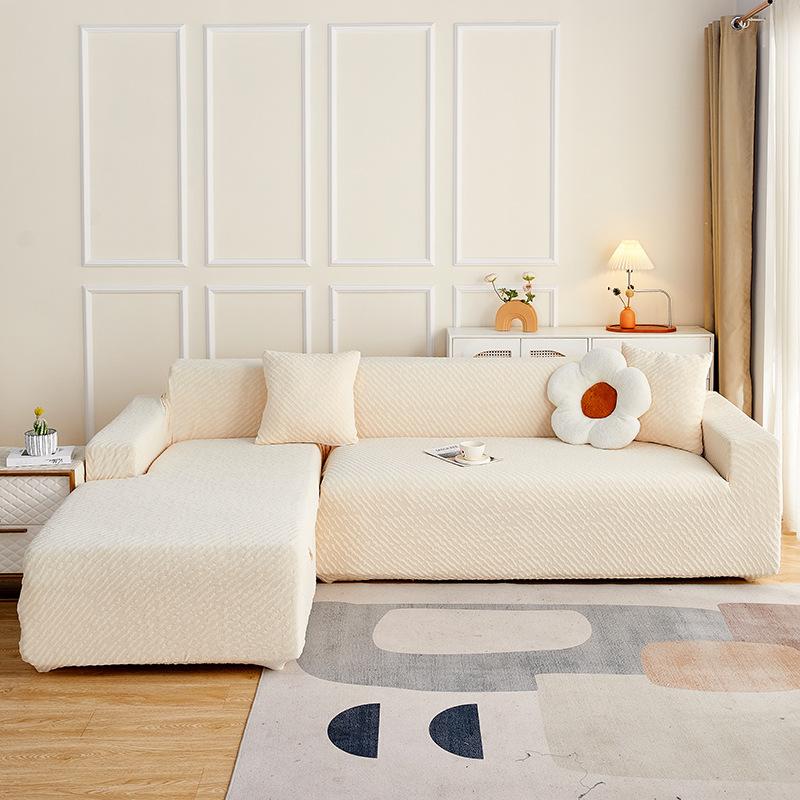 High-end Elastic Solid Color Thick Needle Thickened Jacquard Sofa Cover Embossed Dust Cover All-inclusive Sofa Cover