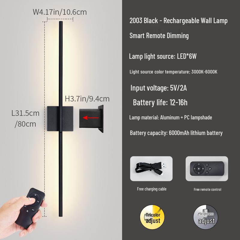 Lux Rechargeable LED Wall Lamp for Living Room & Bedroom – Sleek Linear Design, No Wiring Needed