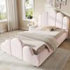 Cama Estofada, Cama de Solteiro, Cama Infantil 90 x 200cm, Cama com Cabeceira Estofada, Cantos Arredondados, Veludo, Rosa