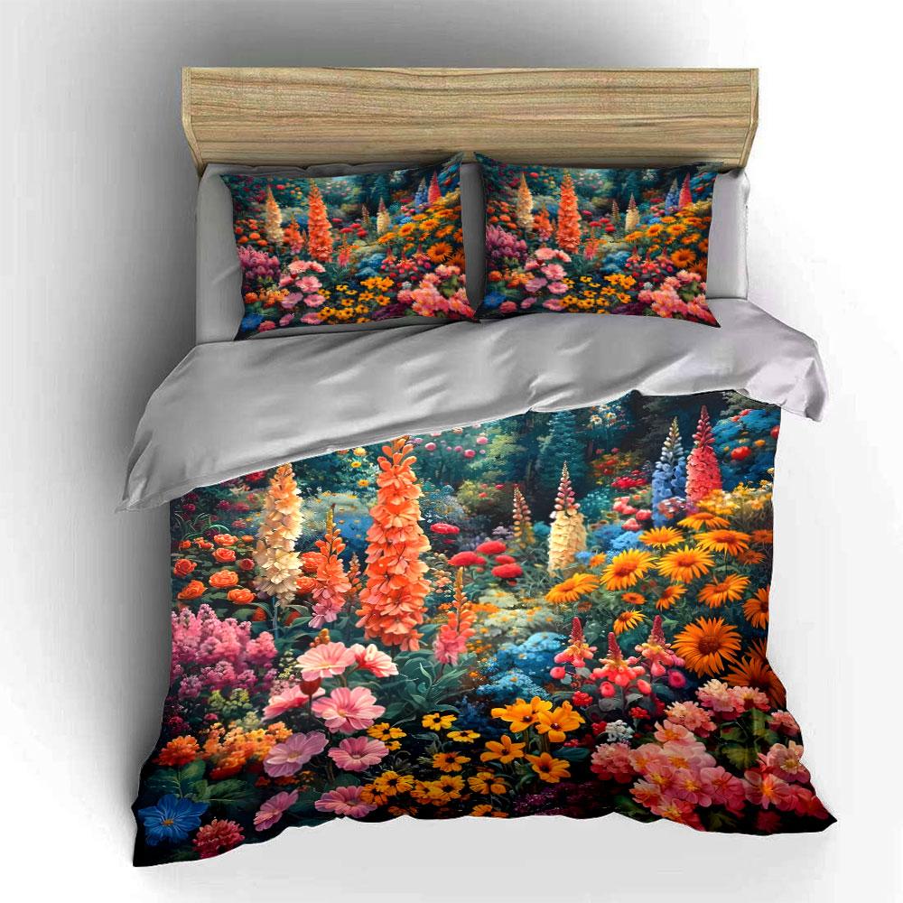 Floral Garden Home Decor Set Soft Comfortable Duvet Cover Bedding Set Included 1*Duvet Cover & 2*Pillowcases, Gift