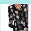 Stylish And Versatile Womens Polka Dots Chiffon Blouse With Full-length Sleeves
