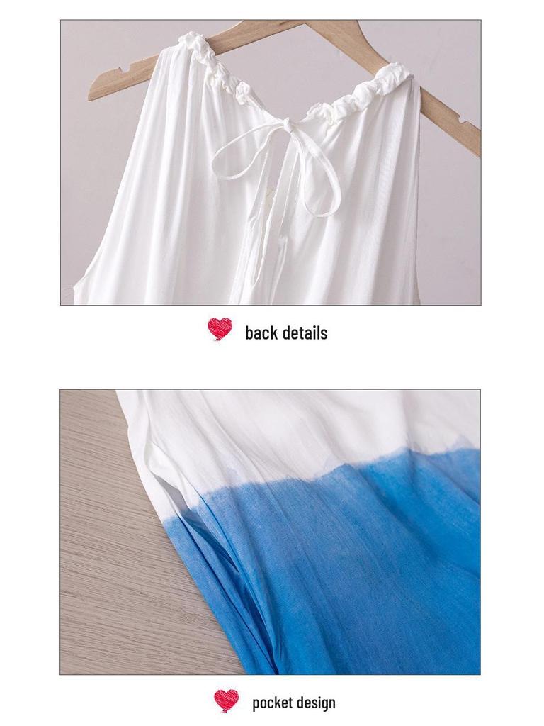Yunnan Tie-Dye French High-End Summer Lace-Up Dress