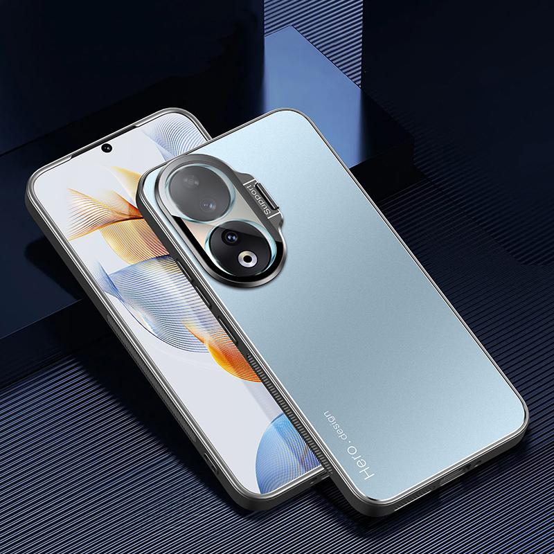 For Honor 90 Case with Lens Kickstand Shockproof PC+TPU Phone Cover