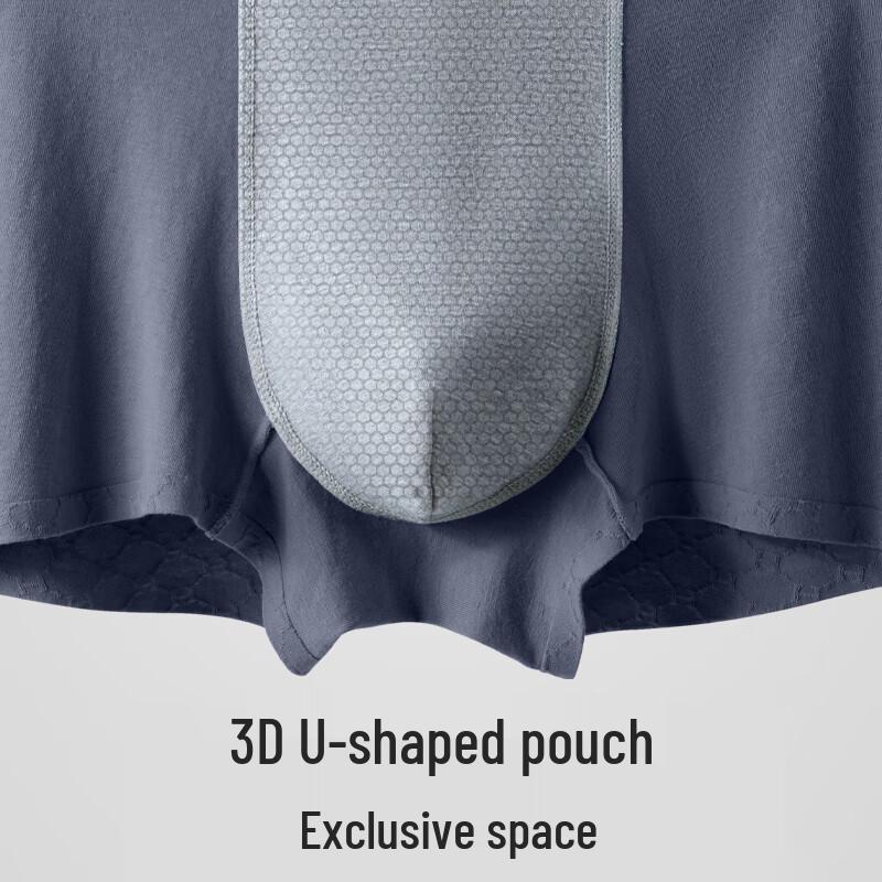 Men's 7A Antibacterial Pure Cotton Honeycomb Boxer Briefs