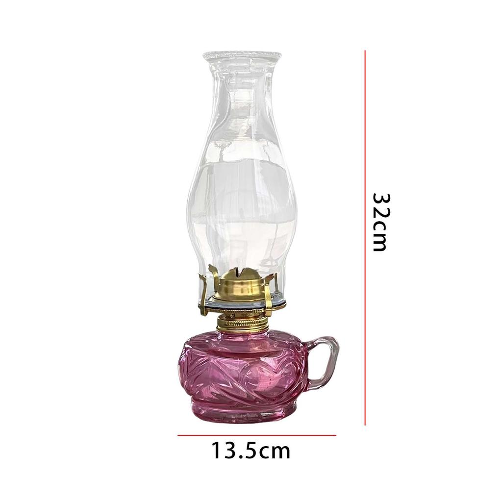 Retro Style Kerosene Oil Lamp Durable Altar Supplies with Lamp Wick Windproof Glass for Church Hiking Holiday Bedroom Christmas