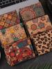 Retro Floral Pattern Short Wallet Ethnic Style Clutch Mobile Phone Bag Foldable Coin Purse with Card Slots