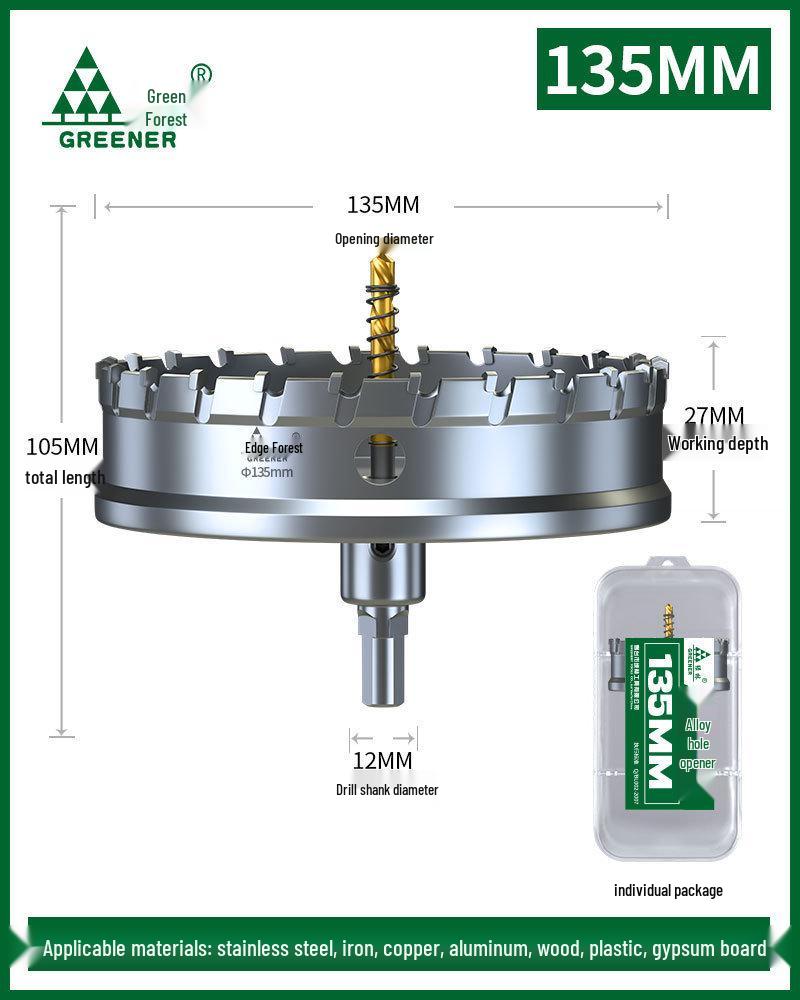 Green Forest Stainless Steel Hole Saw for Metal, Wood, and Aluminum Drilling