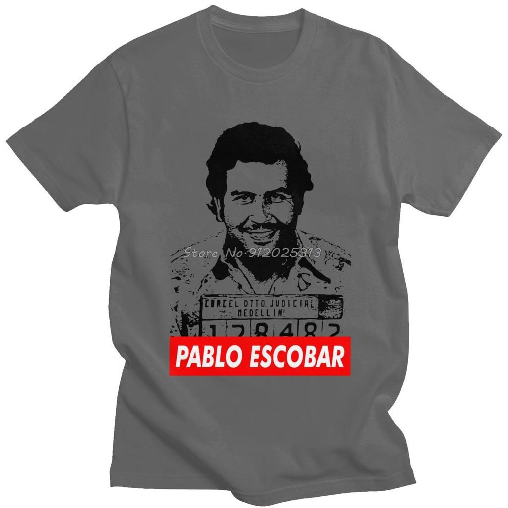 Cool Pablo Escobar T Shirt For Men Short Sleeves Printed TV Narcos Tshirt Crew Neck Casual T-shirt Cotton Tee Tops Clothes