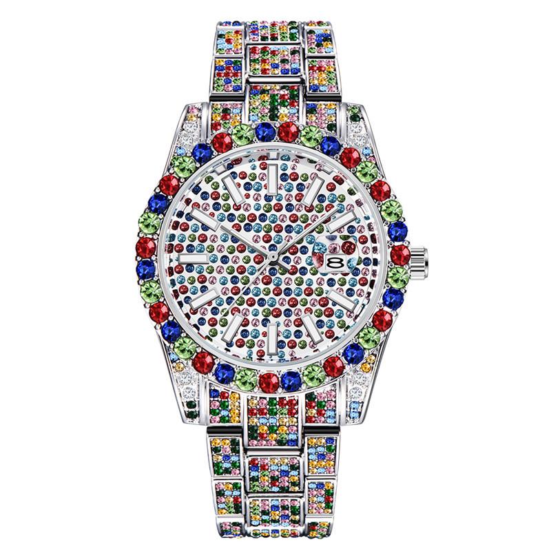 Hip-Hop Men's Diamond-studded Water Ghost Calendar Quartz Watch