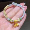 Shuibei 999 Reingold Ping'an Schnalle Armband mit goldenen Glücksperlen - Geflochtenes Handseil Valentinstag Qixi Geschenk