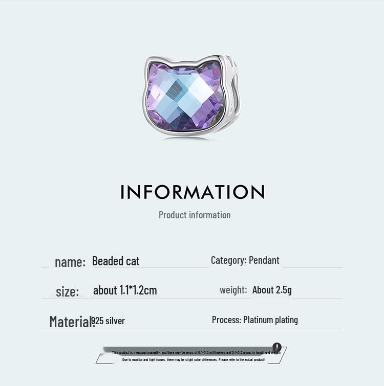 Silver Ziyun Colorful Cat S925 Silver Beads – Cute Pet DIY Bracelet Beads SCC2469