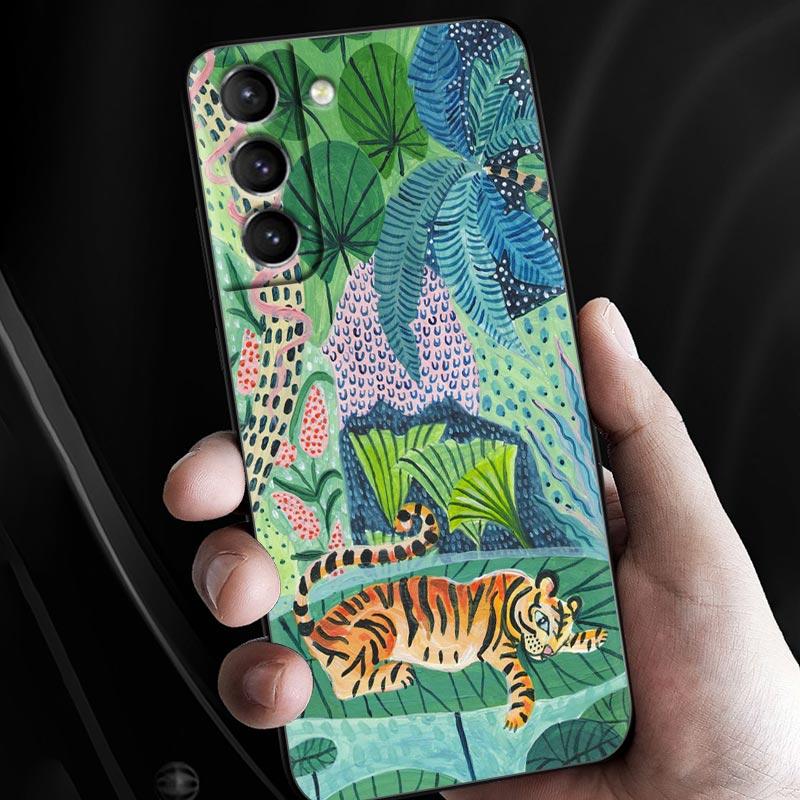 Original Jungle Animal Sloth Leopard Print Cases For Galaxy S24 Ultra Funda Samsung S21 S23 FE S20 S22 Ultra S10 Plus Soft Cover