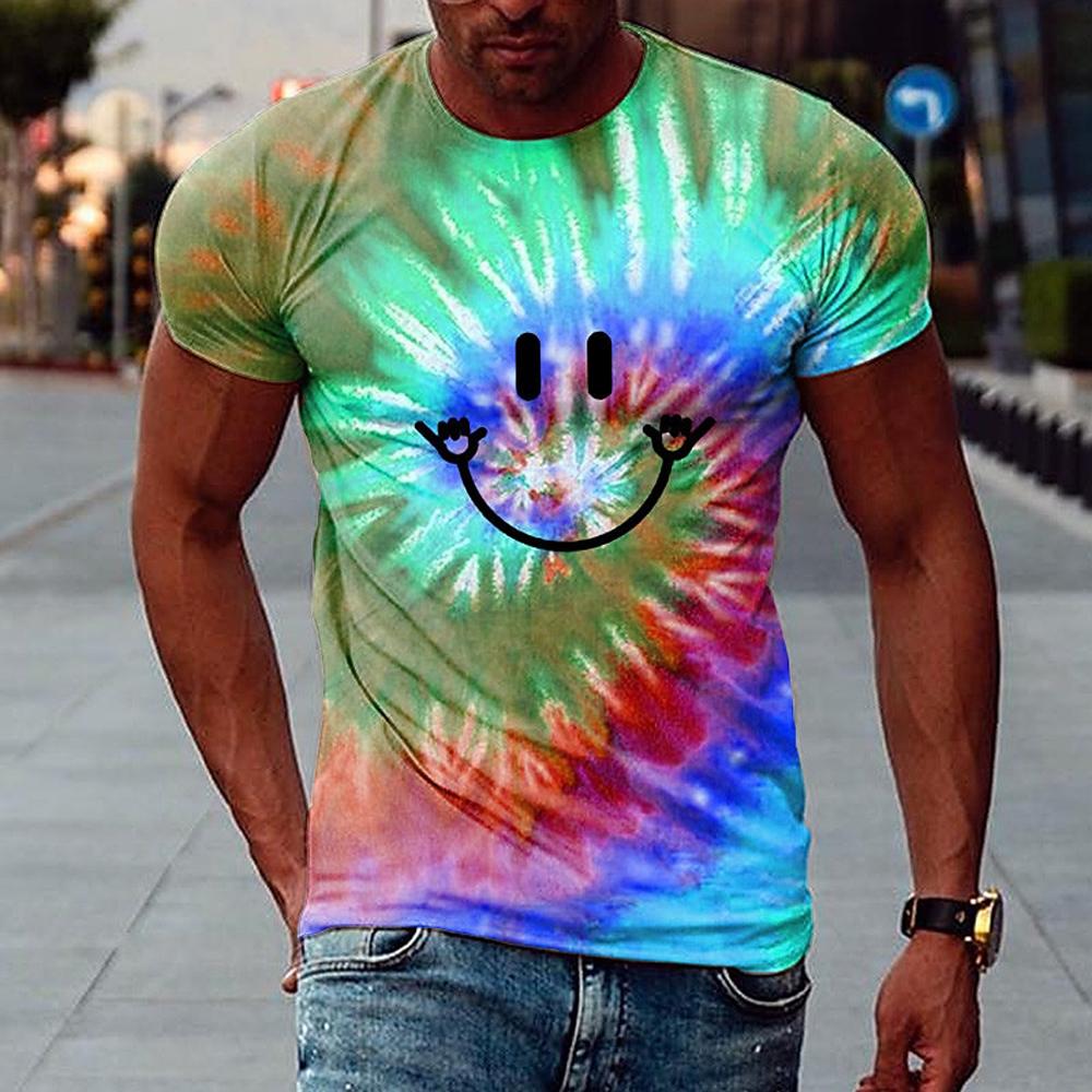 Boutique Summer Sports Fitness Breathable Men's Undershirt Short Sleeve 3D Graffiti Printed Round Neck Casual T-Shirt Hot Sale