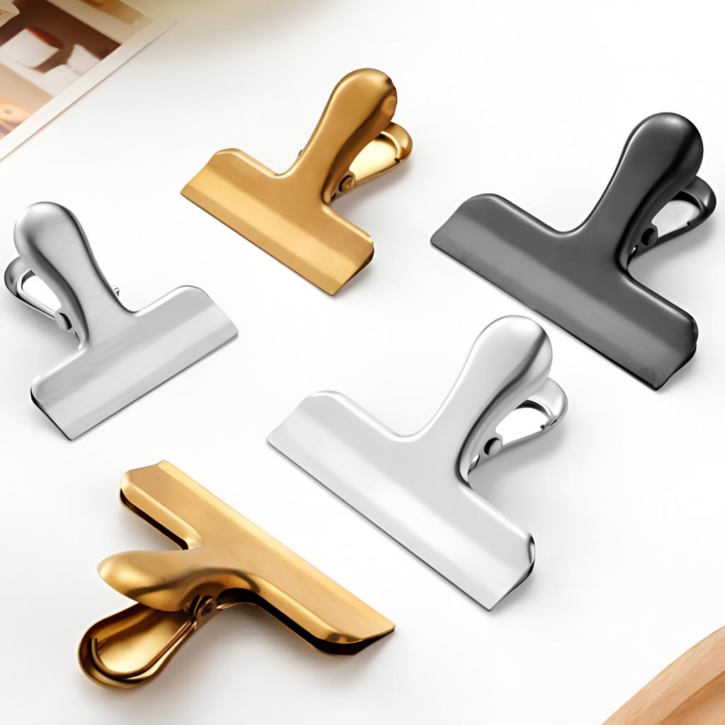 4 Stück Verschlussklammern aus Edelstahl für Lebensmittelbeutel, starke Beißkraft, auslaufsichere Snack-Clips, feuchtigkeitsbeständige Küchenhelfer für zu Hause, langlebiger Chip