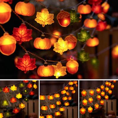 LED String Light with Timer Function 8 Modes Battery-Powered Pumpkin Maple Leaves