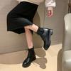 Thick-soled Martin boots women's autumn and winter new British style brown elastic thin boots short soft leather short boots
