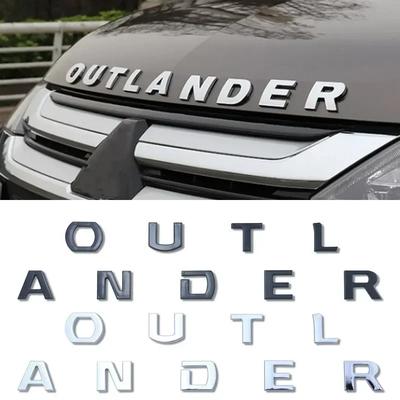 For 13-19 Outlander Letters Bonnet Badge Front Hood Emblem 3D ABS Stickers Chrome Black Car Styling Accessories