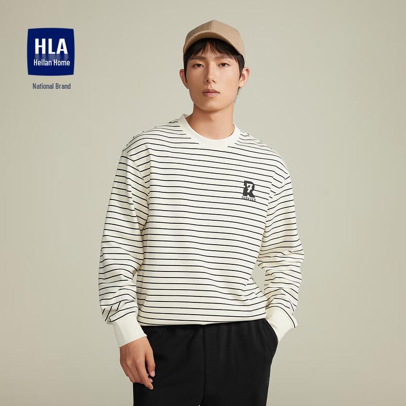 

HLA Men s Classic Striped Color-Block Embroidered Round Neck Sweatshirt 170(48)