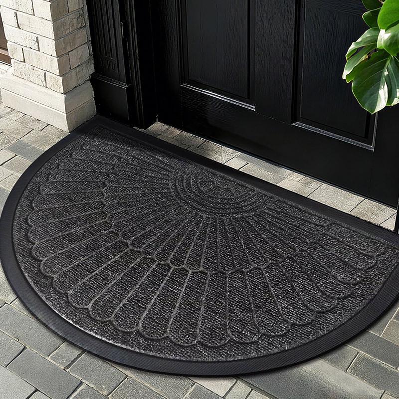 European Half-Round Dirt-Resistant Entrance Mat – Non-Slip Mud Scraper Rubber Carpet