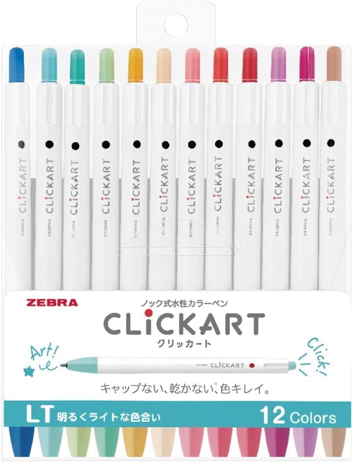 Zebra Clickart Pen LT Set Water-Based 12-Color WYSS22-12CLT