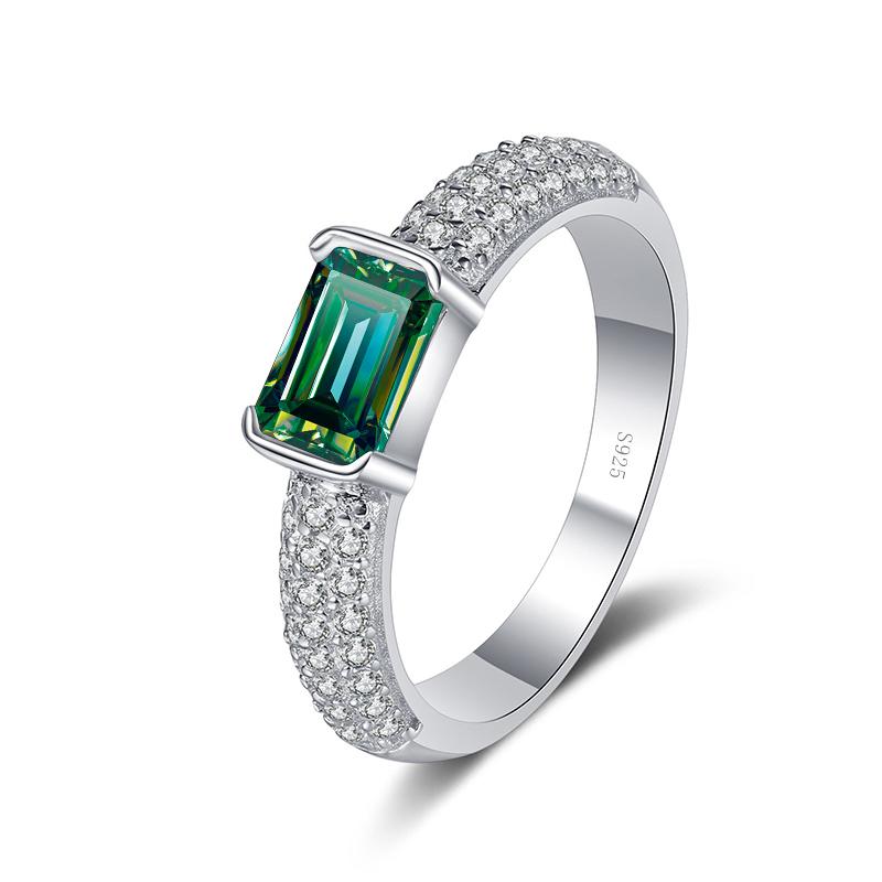 

Bague Ringen 1ct D Цвет Изумрудное Кольцо Муассанит Стерлингового Серебра 925 пробы с Платиновым Покрытием Обручальные Кольца Для Женщин Ювелирные Изделия 1ct No.5 зелёный