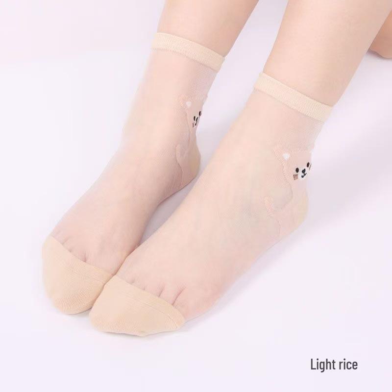 Chaussettes mi-mollet transparentes en soie de style japonais pour femmes pour le printemps et l'automne