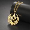  Pentagram Triple Moon Goddess Necklace Stainless Steel Hollow Witch Talisman Necklace Greek Jewelry Gift Wholesale