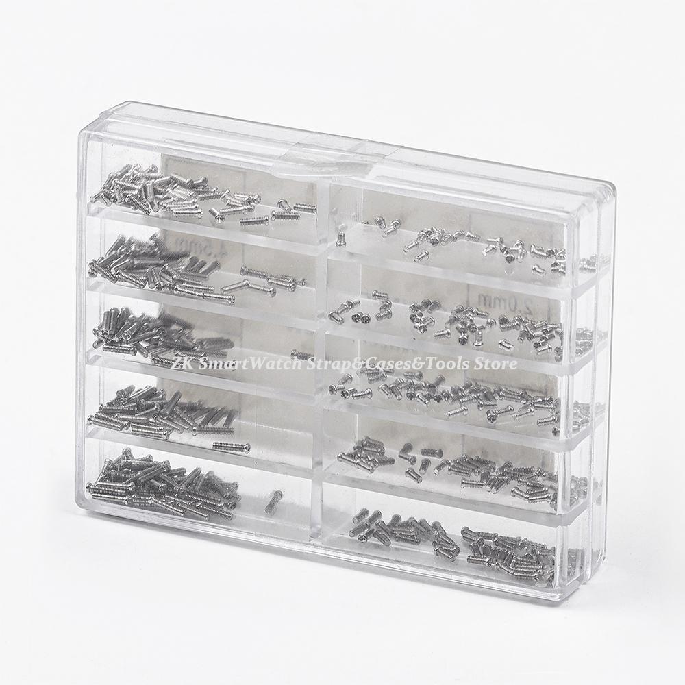 10 Größen Edelstahl Uhrengehäuse Schrauben Ersatz Uhrengehäuse Rückseite Schrauben Reparatur Werkzeugset Dia 1.2mm SRW-TZ Uhrenzubehör