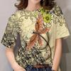 Women's Short Sleeved Butterfly Printed T-shirt Casual Top Plus Size