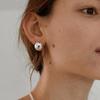 European Style Punk Fashion Geometric Gold Color Half Metal Big Ball Round Stud Earrings for Women Girls Party Accessories