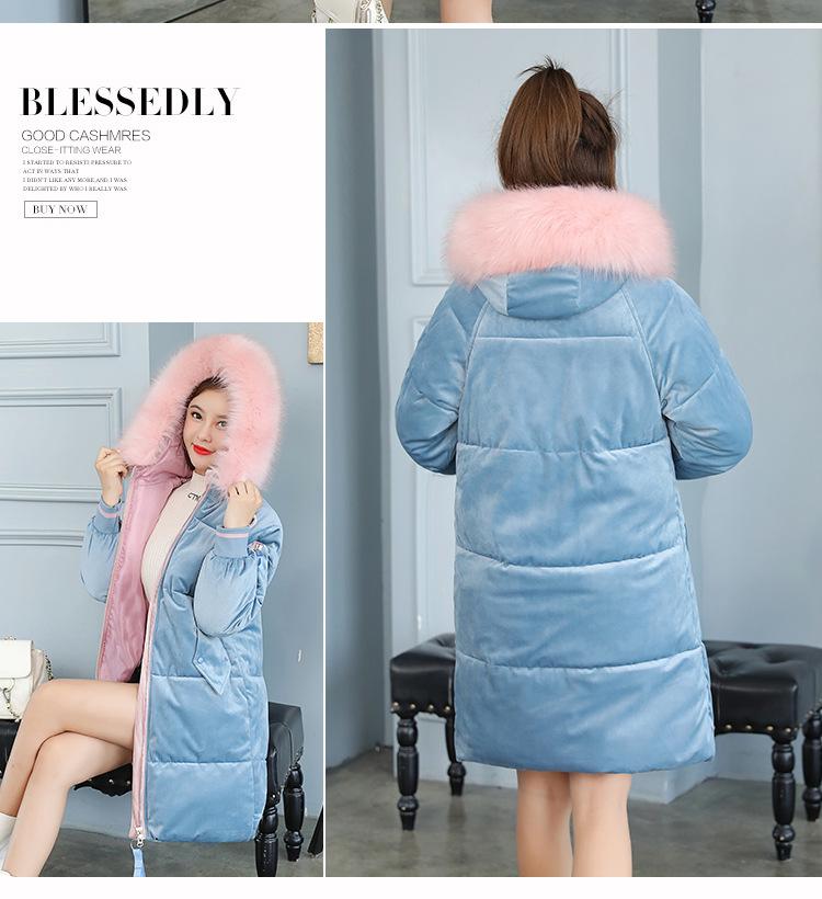 Autumn and Winter Women's Thickened Coat with Large Fur Collar Loose Mid-length Student Windproof Warm Coat