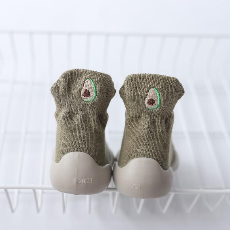 

Baby Autumn Soft Sole Socks Shoes With Embroidered Fruits For Toddler Crawling And Walking Avocado,19