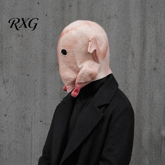 Eye-catching Thanksgiving Party Mask Halloween Mask, Realistic Turkey Shape, Breathable Latex Full Detailed Headgear for Adults Head Cover,