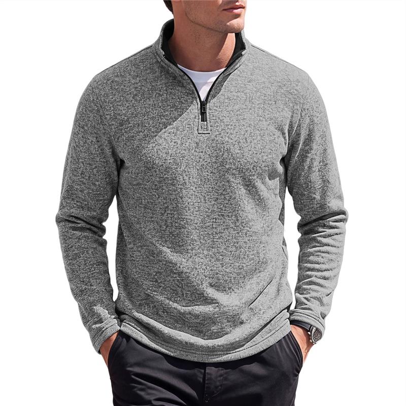 Men's 1/4 Zip Pullover Sweatshirt Heather Stand Collar Long Sleeve Casual Lightweight Fleece Sweater Tops