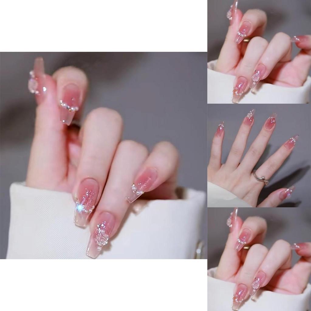 B461 Nail Piece Beautifully Handcrafted Ice Blue And Wholesale False Nails