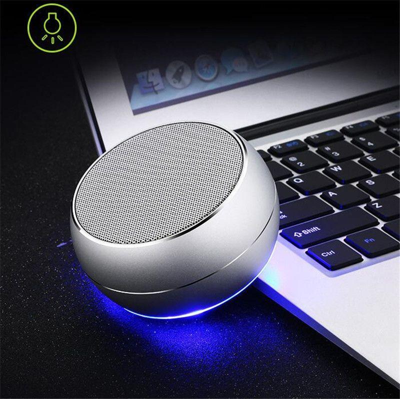 Reflective LED Light Metal Round Shape Bluetooth Speaker BT632 Black
