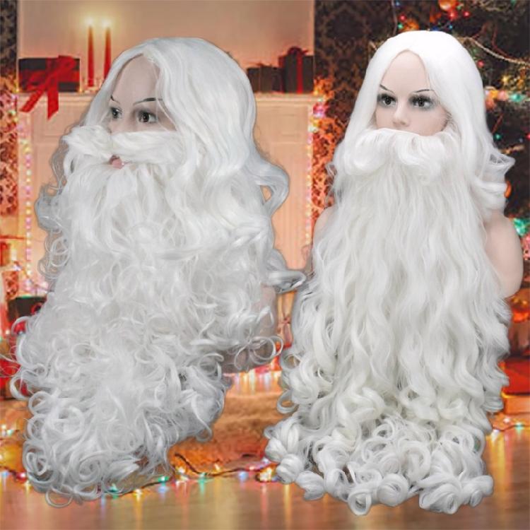 White Santa Beard and Wig Set Christmas Clause Cosplay Costume Accessories