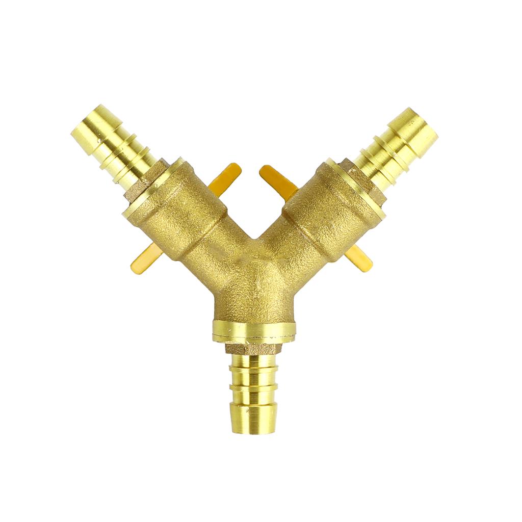 3/8" Hose Barb Ball Valve Y Shaped 3 Way Connector Barb Brass Fitting OD 11mm